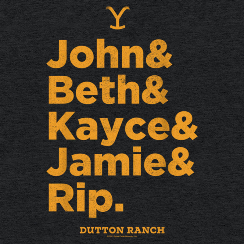 Women's Yellowstone Dutton Ranch Family Name Line Up Racerback Tank Top