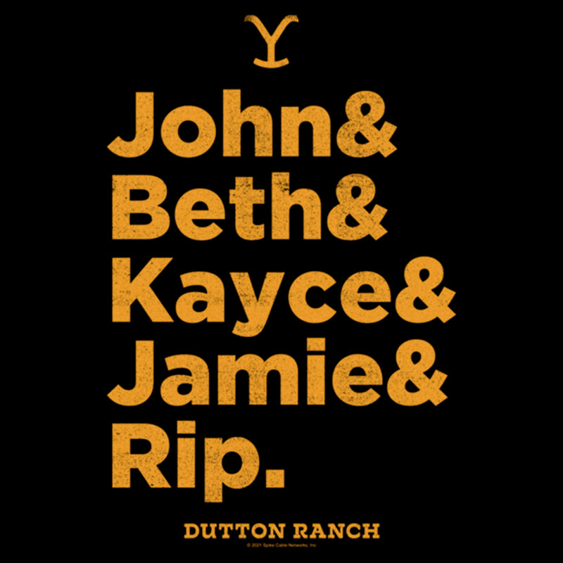 Women's Yellowstone Dutton Ranch Family Name Line Up T-Shirt