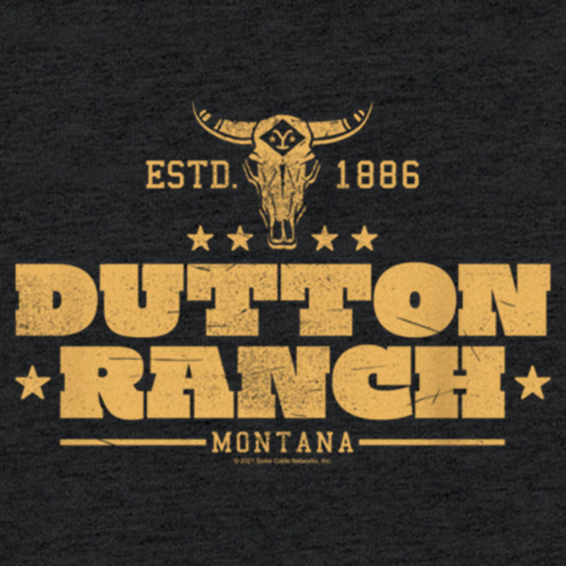 Women's Yellowstone Small Cow Skull Dutton Ranch Logo ESTD 1886 Racerback Tank Top