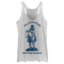 Women's Yellowstone Blue John Dutton Riding Horse on Ranch Racerback Tank Top