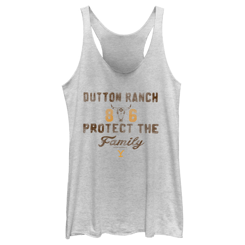 Women's Yellowstone Dutton Ranch 86 Protect the Family Racerback Tank Top