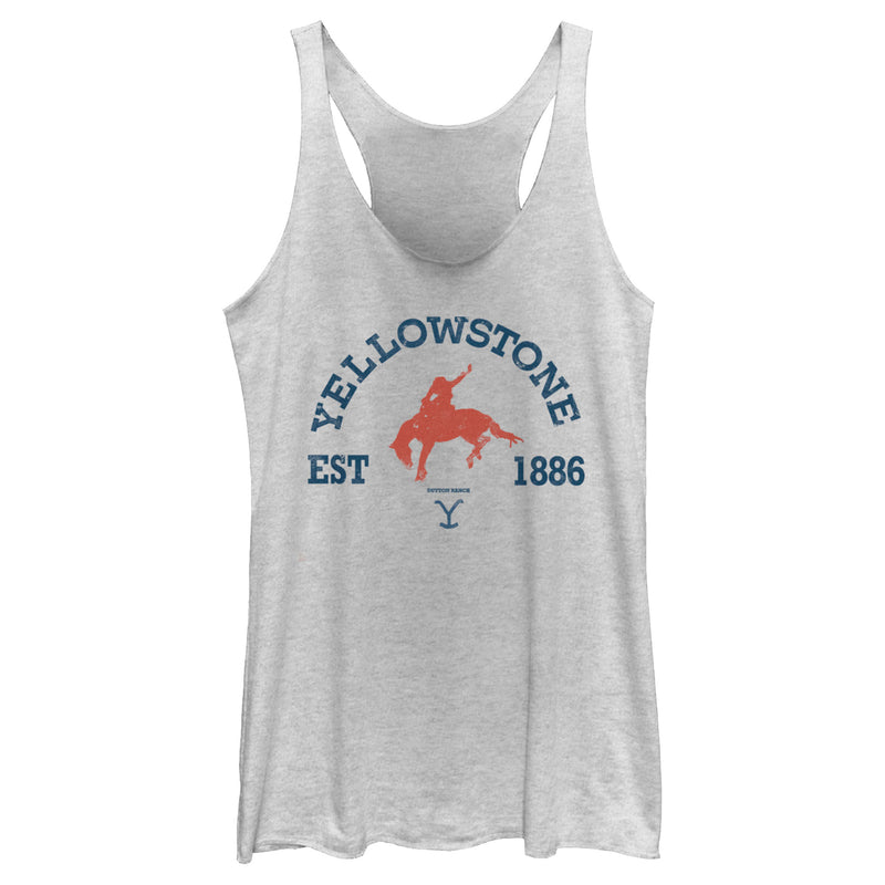 Women's Yellowstone Distressed Rider Silhouette Est. 1886 Racerback Tank Top