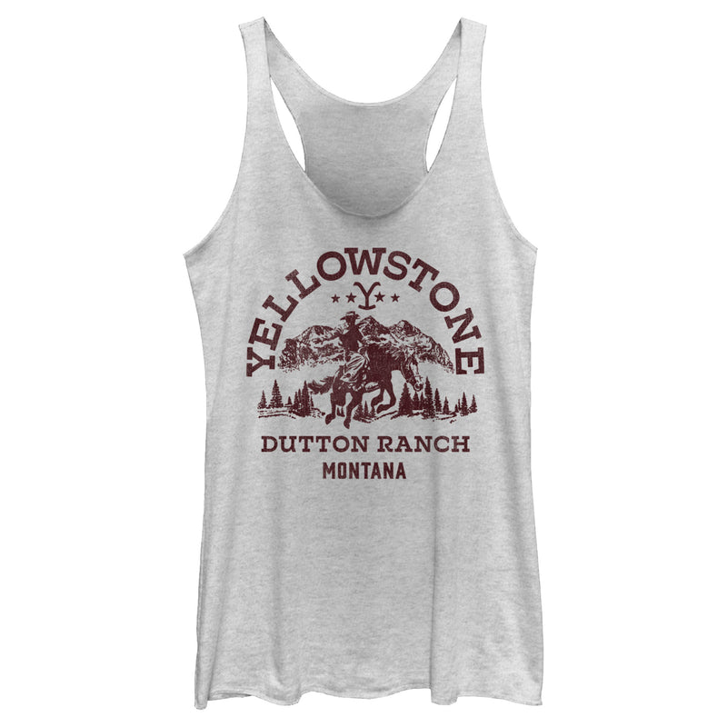 Women's Yellowstone Dutton Ranch Montana Outlines Racerback Tank Top