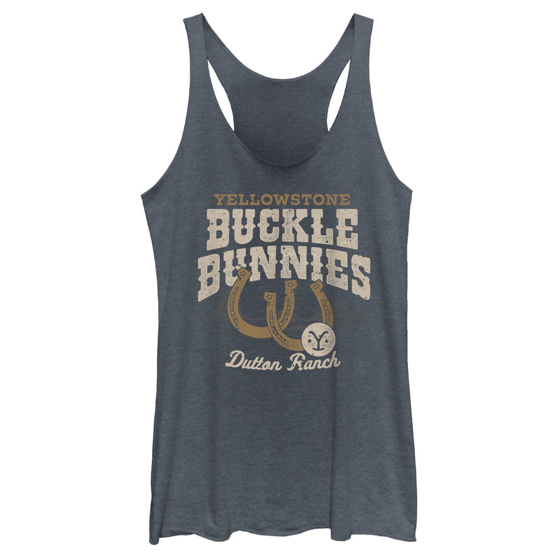 Women's Yellowstone Buckle & Bunnies Horseshoes Dutton Ranch Racerback Tank Top