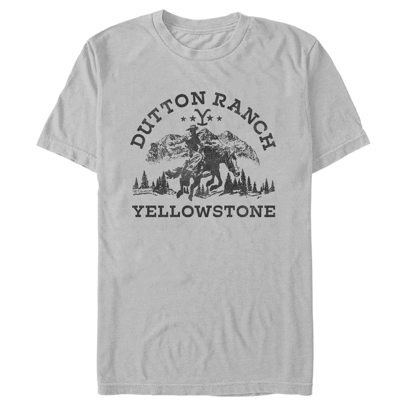 Men's Yellowstone Dutton Ranch Montana Black Outlines T-Shirt