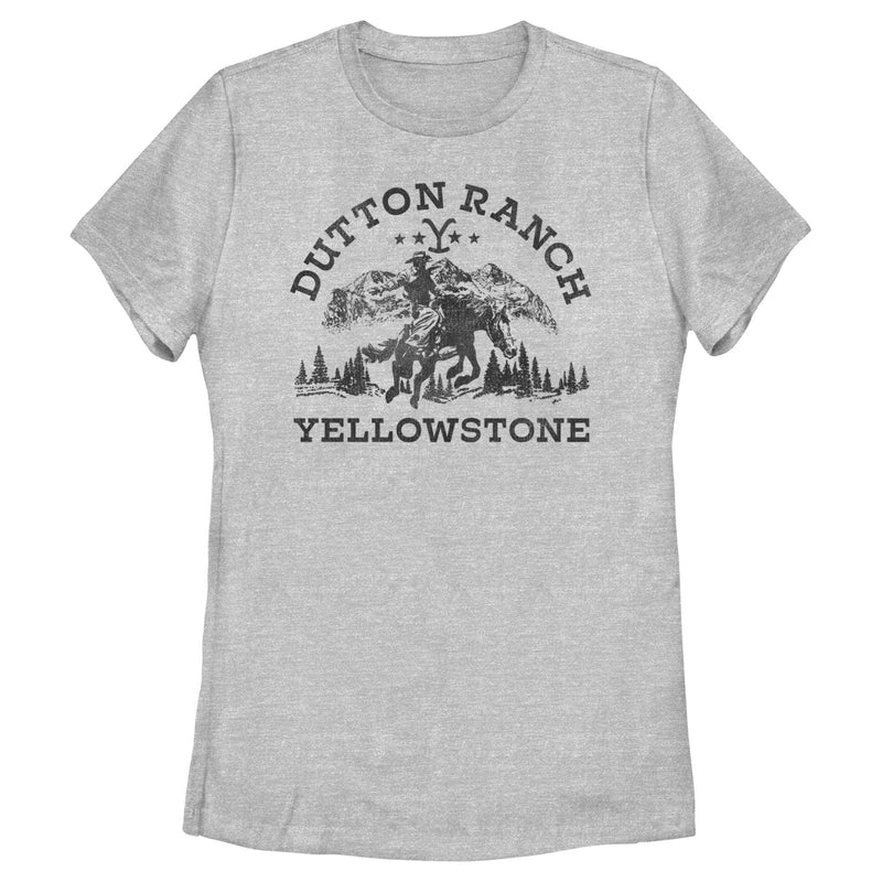 Women's Yellowstone Dutton Ranch Montana Black Outlines T-Shirt