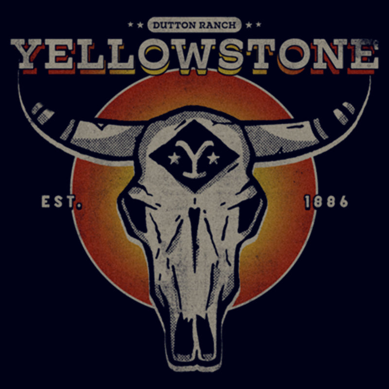 Women's Yellowstone Sunset Dutton Ranch Cow Skull T-Shirt