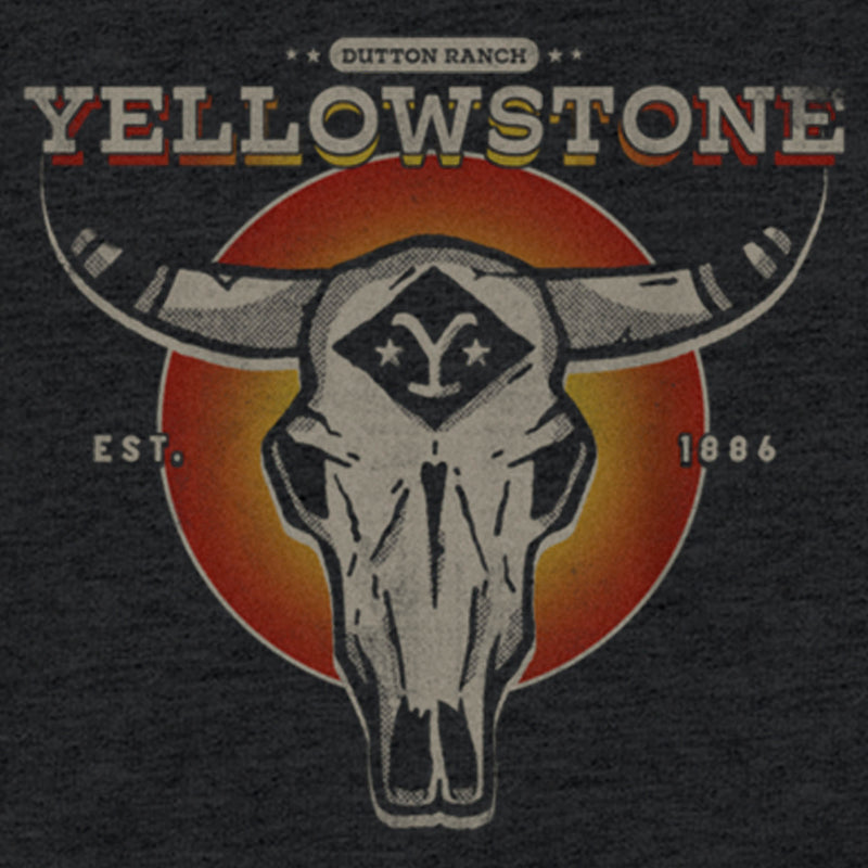 Women's Yellowstone Sunset Dutton Ranch Cow Skull Racerback Tank Top