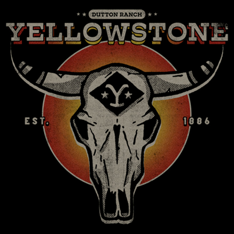 Junior's Yellowstone Sunset Dutton Ranch Cow Skull Sweatshirt