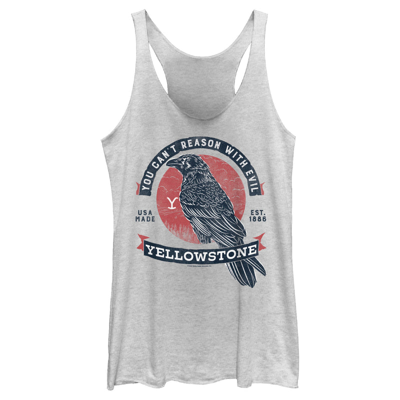 Women's Yellowstone Crow Yow Can't Reason With Evil Racerback Tank Top