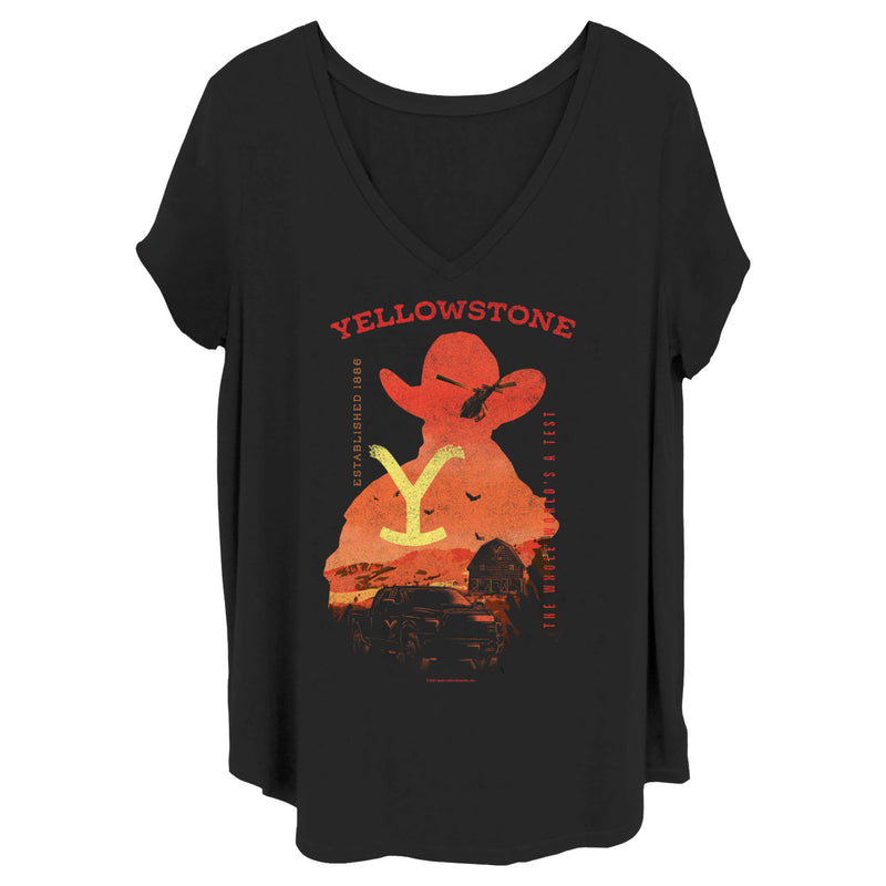 Women's Yellowstone Sunset Silhouette John Dutton & Truck T-Shirt