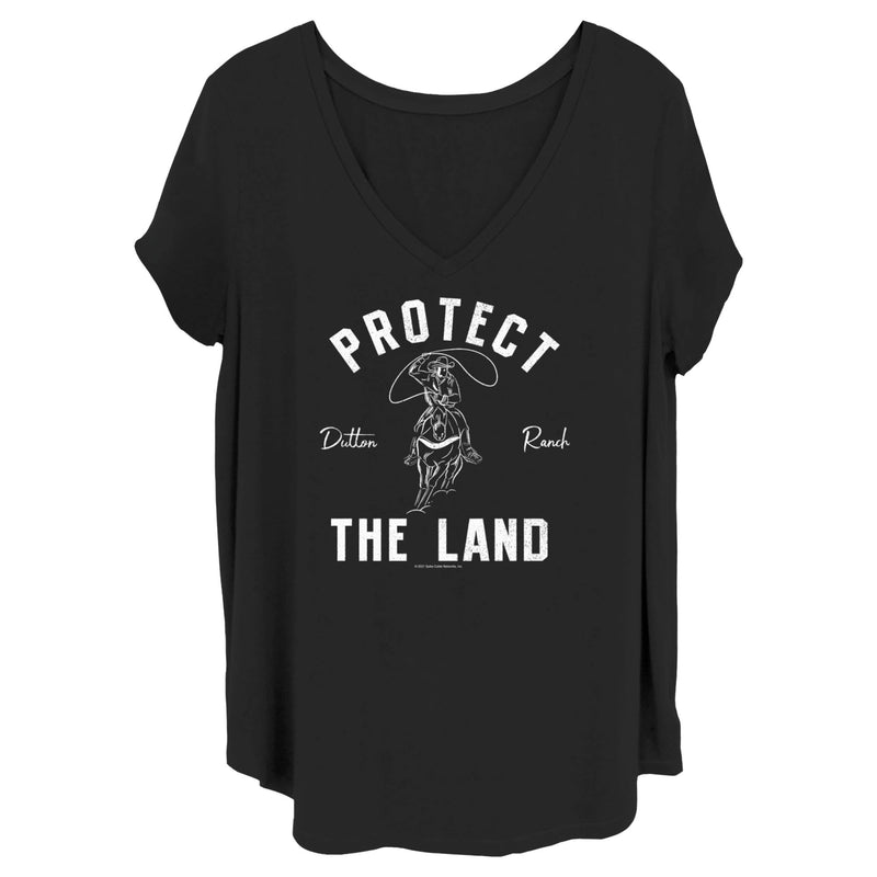 Women's Yellowstone Protect The Land Dutton Range Cowboy Outline T-Shirt