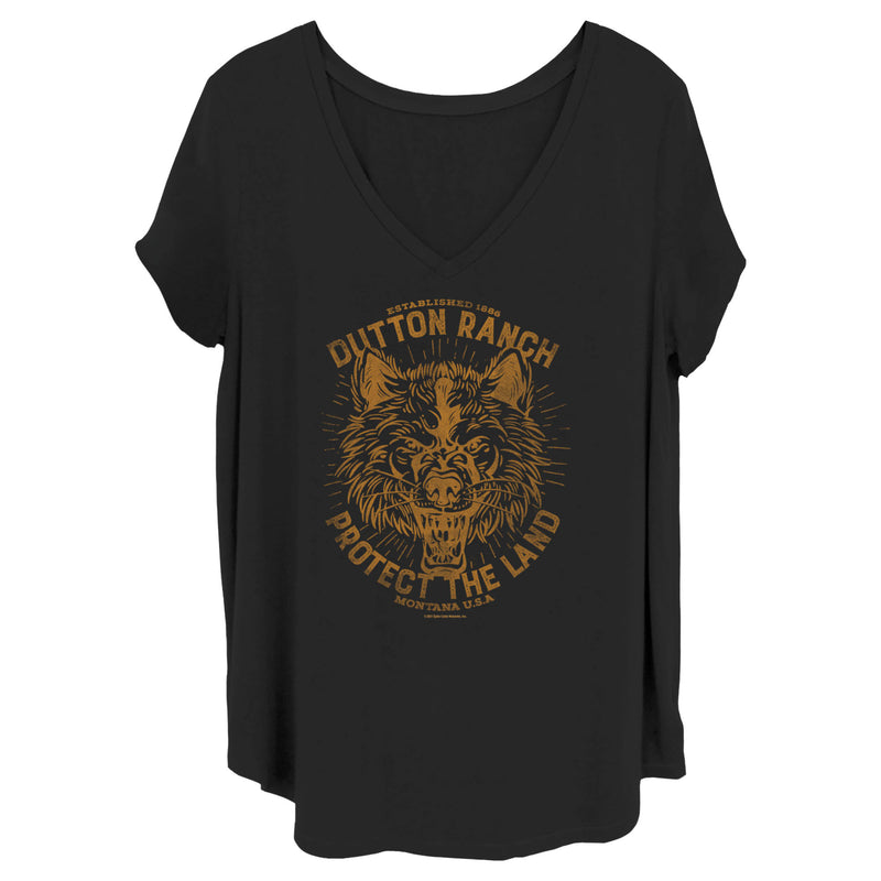 Women's Yellowstone Protect The Land Angry Wolf Dutton Ranch T-Shirt