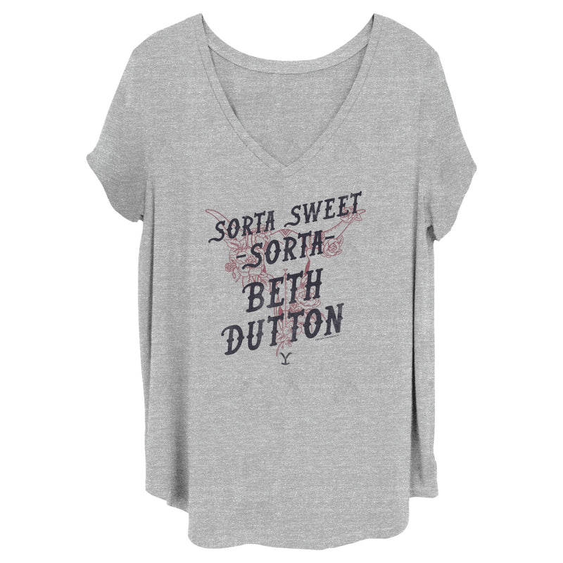 Women's Yellowstone Sorta Sweet Sorta Beth Dutton Cow Skull T-Shirt