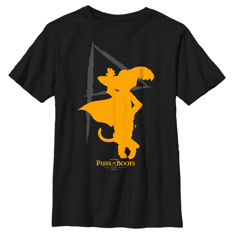 Boy's Puss in Boots: The Last Wish Yellow Silhouette T-Shirt