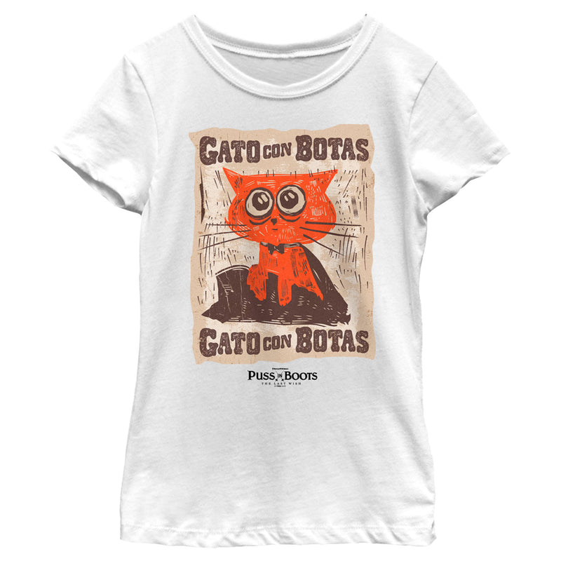 Girl's Puss in Boots: The Last Wish Gato Con Botas Poster T-Shirt