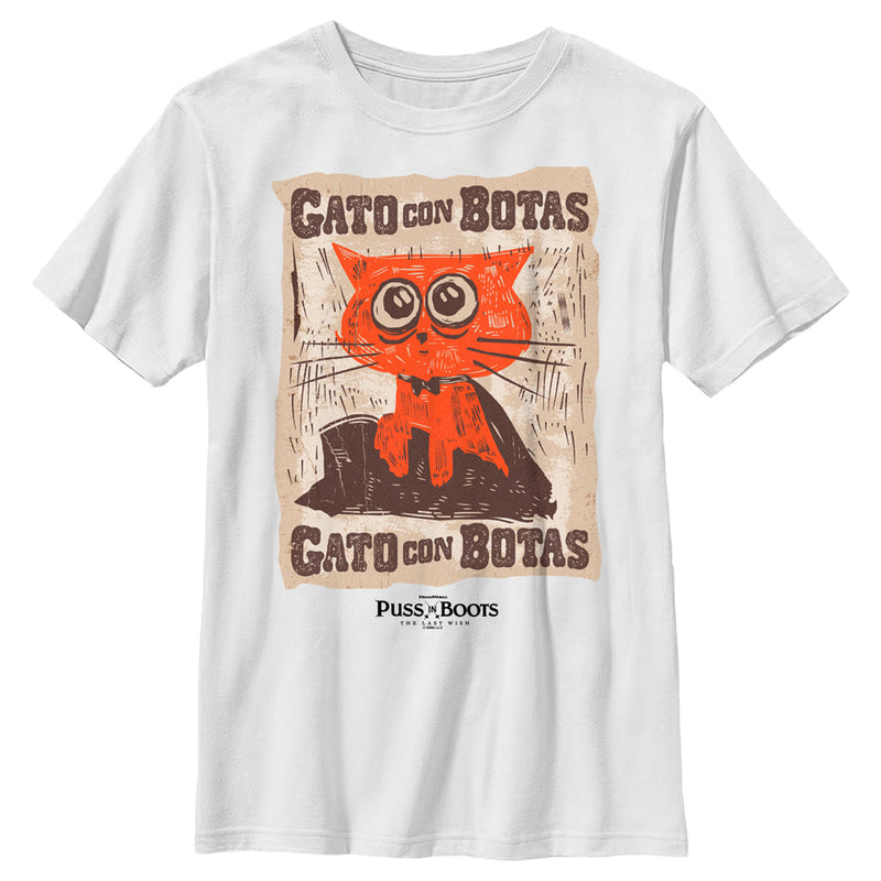 Boy's Puss in Boots: The Last Wish Gato Con Botas Poster T-Shirt
