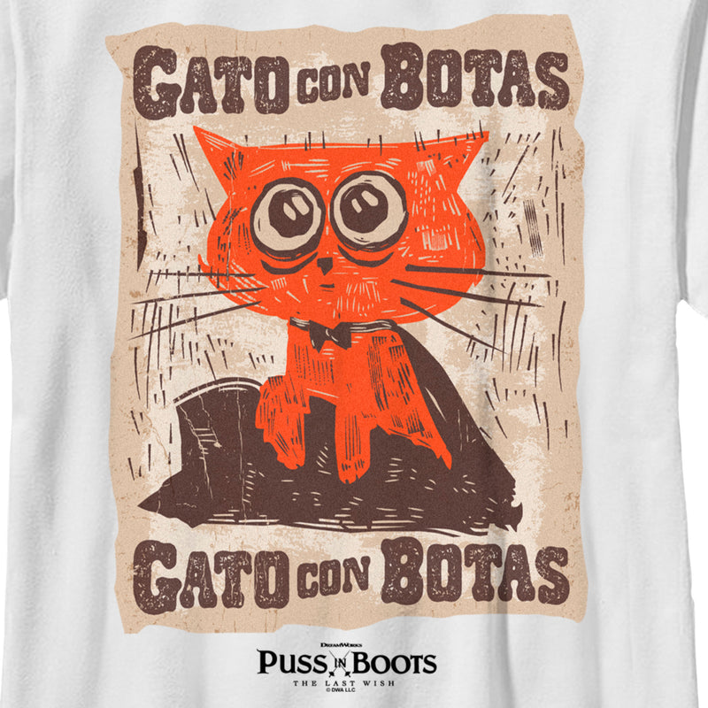 Boy's Puss in Boots: The Last Wish Gato Con Botas Poster T-Shirt
