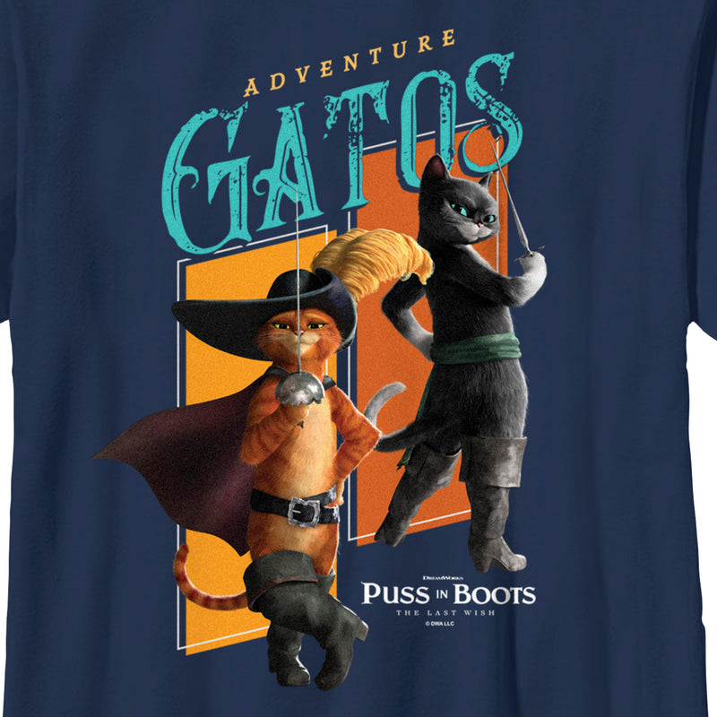 Boy's Puss in Boots: The Last Wish Adventure Gatos T-Shirt