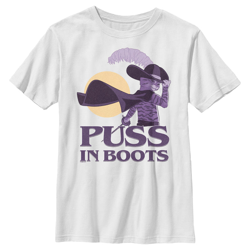 Boy's Puss in Boots: The Last Wish Distressed Purple Puss in Boots T-Shirt