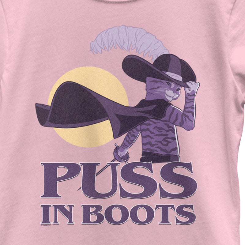 Girl's Puss in Boots: The Last Wish Distressed Purple Puss in Boots T-Shirt