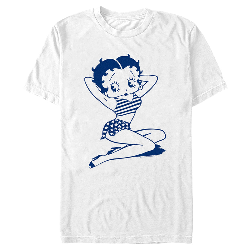 Men's Betty Boop Blue Patriotic Betty T-Shirt