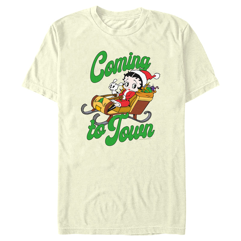 Men's Betty Boop Christmas Coming to Town Pudgy T-Shirt