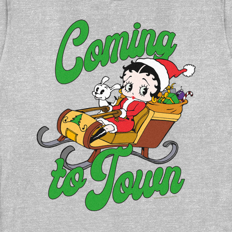 Women's Betty Boop Christmas Coming to Town Pudgy T-Shirt