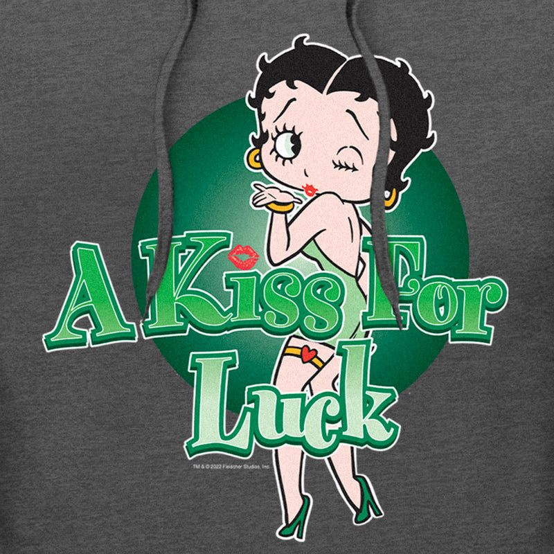 Men's Betty Boop St. Patrick's Day Betty A Kiss for Luck Pull Over Hoodie