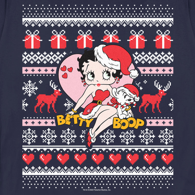 Women's Betty Boop Christmas Ugly Sweater Print T-Shirt