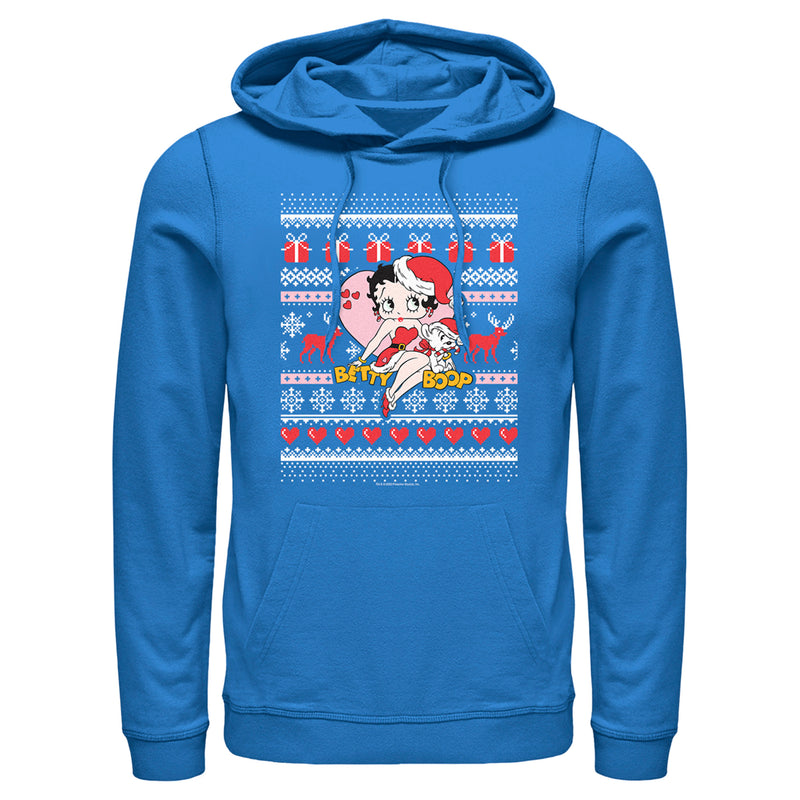 Men's Betty Boop Christmas Ugly Sweater Print Pull Over Hoodie