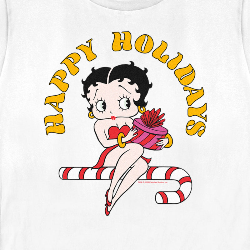 Women's Betty Boop Happy Holidays Candy Cane T-Shirt