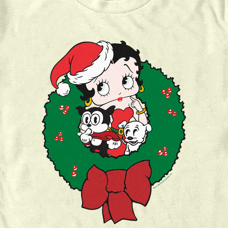 Men's Betty Boop Christmas Characters Wreath T-Shirt