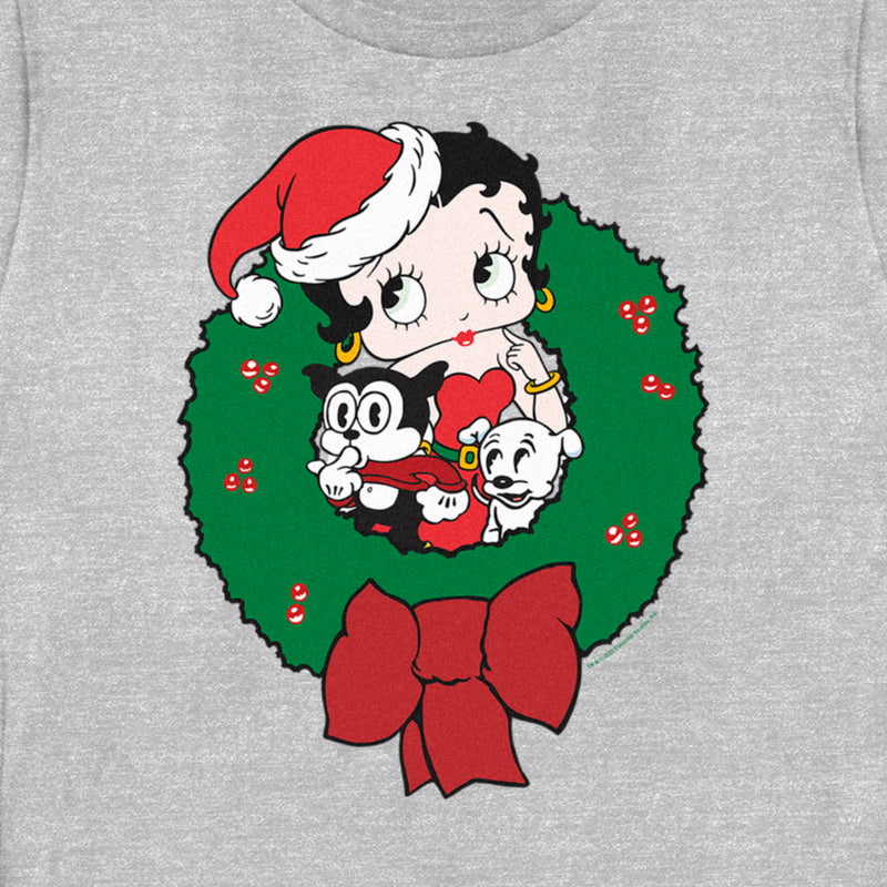 Women's Betty Boop Christmas Characters Wreath T-Shirt