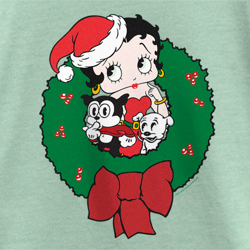 Girl's Betty Boop Christmas Characters Wreath T-Shirt