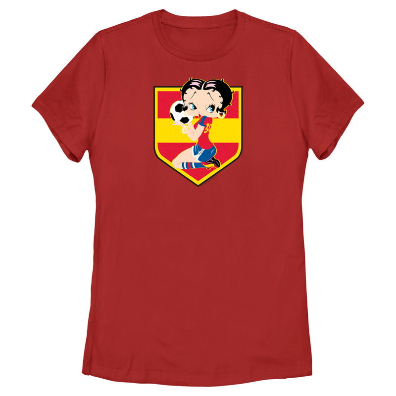 Women's Betty Boop Spain Soccer Badge T-Shirt