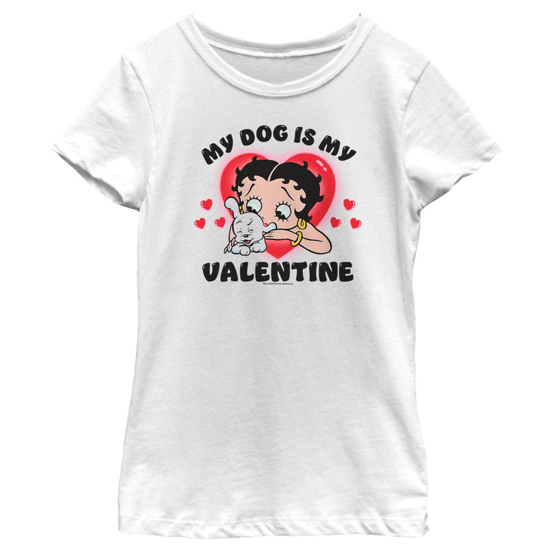 Girl's Betty Boop My Dog Is My Valentine T-Shirt