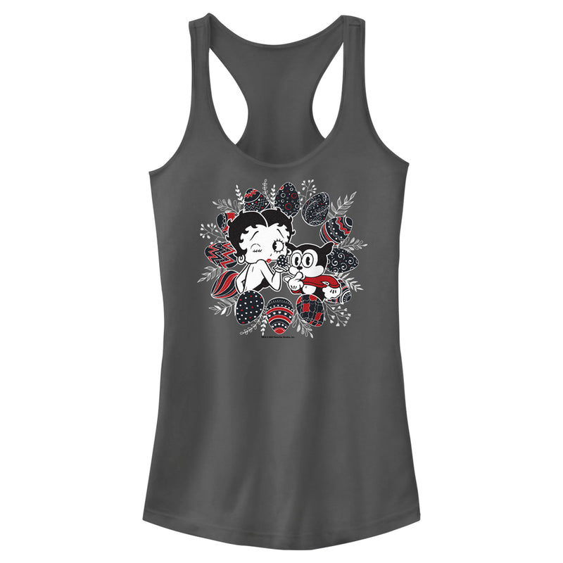 Junior's Betty Boop Easter Egg Frame Racerback Tank Top