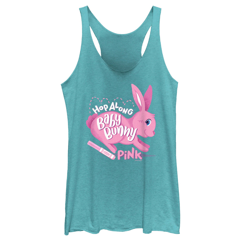 Women's Crayola Easter Hop Along Baby Bunny Pink Racerback Tank Top