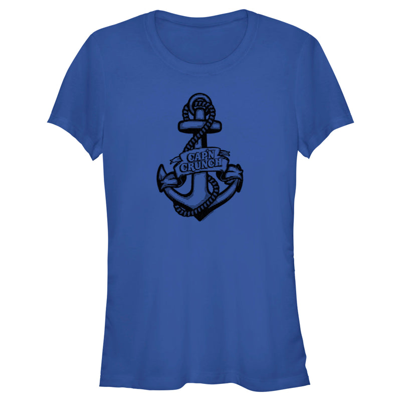 Junior's Cap'n Crunch Black and White Anchor Logo T-Shirt