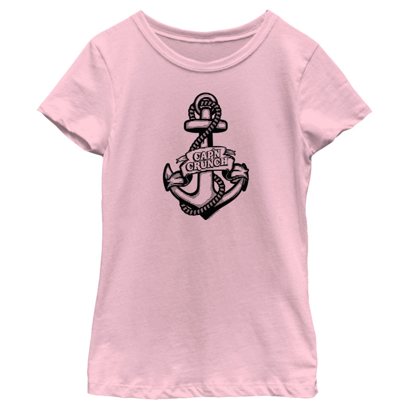 Girl's Cap'n Crunch Black and White Anchor Logo T-Shirt