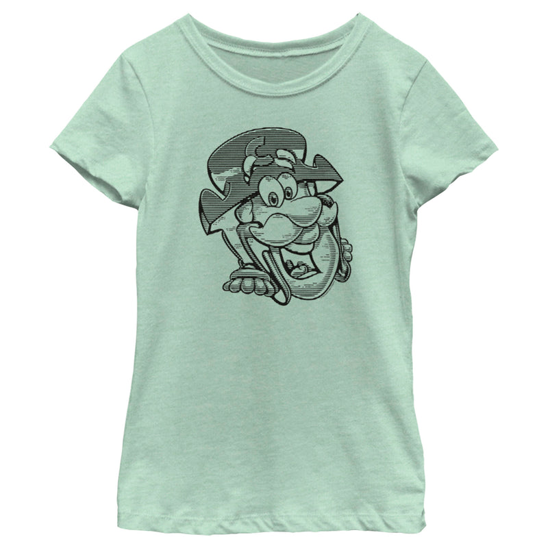 Girl's Cap'n Crunch Black and White Sketch T-Shirt