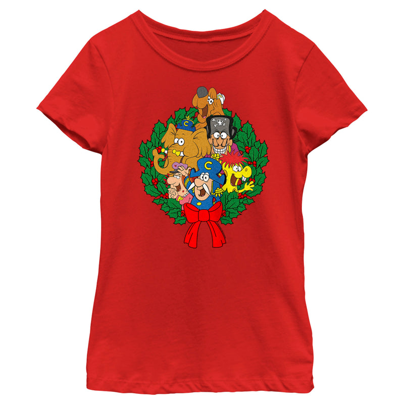 Girl's Cap'n Crunch Christmas Crew Wreath T-Shirt