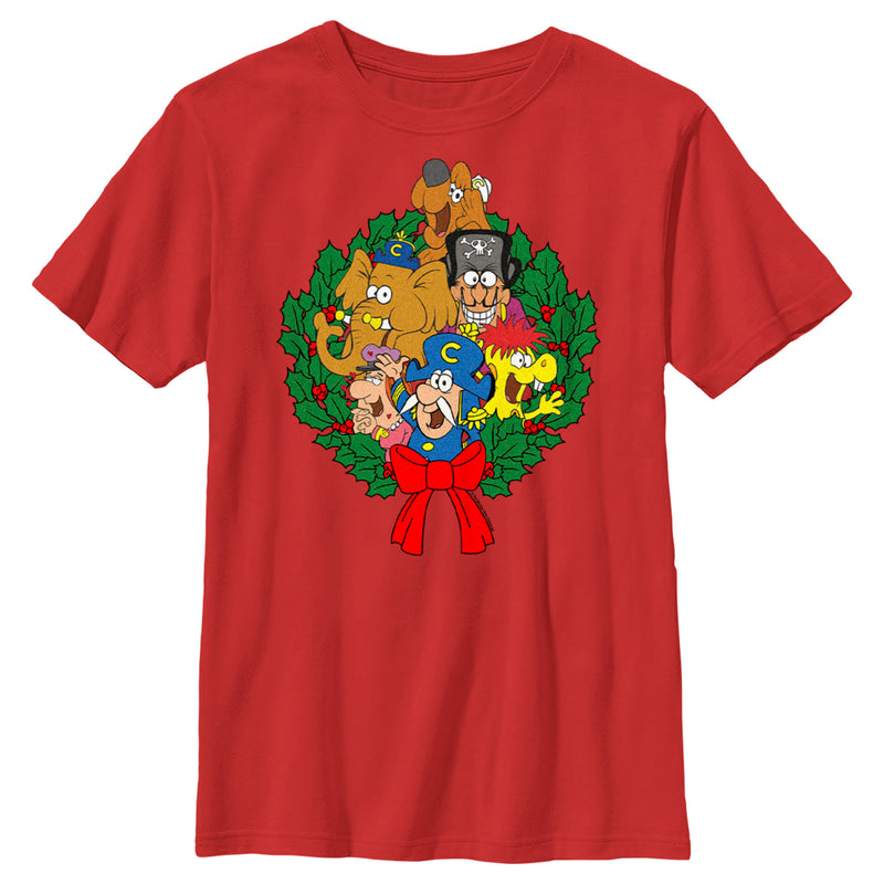 Boy's Cap'n Crunch Christmas Crew Wreath T-Shirt