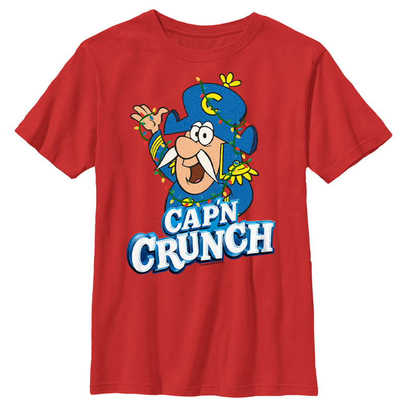 Boy's Cap'n Crunch Christmas Lights Logo T-Shirt