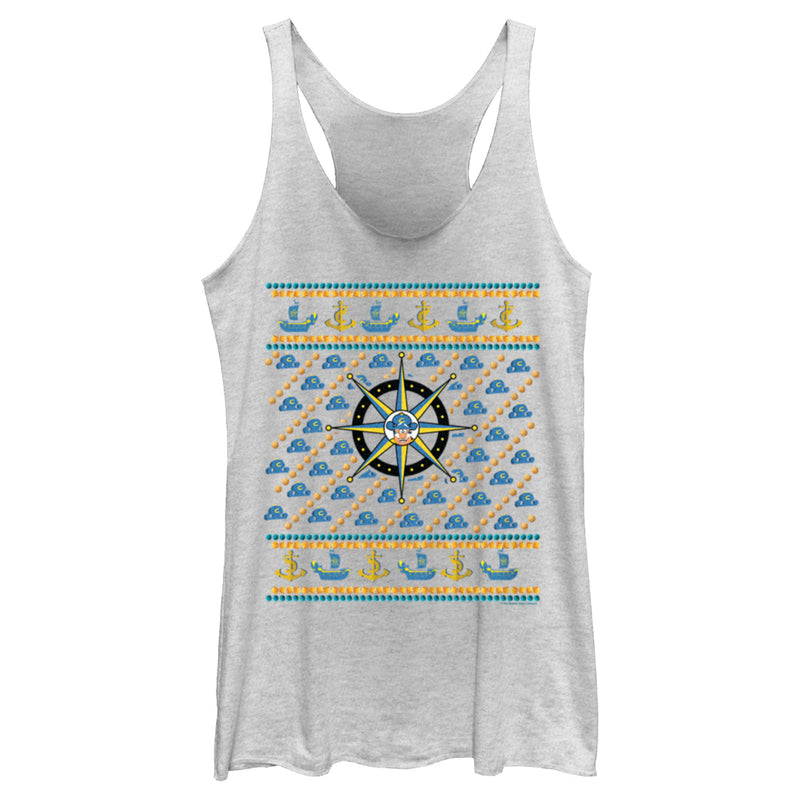 Women's Cap'n Crunch Blue and Gold Sweater Print Racerback Tank Top