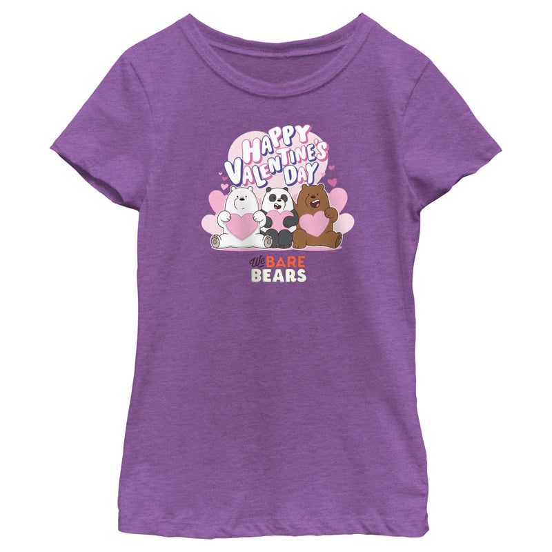Girl's We Bare Bears Happy Valentine's Day Hearts T-Shirt