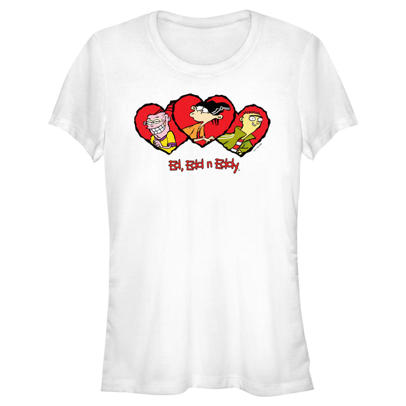 Junior's Ed, Edd n Eddy Valentine's Day Heart Portraits T-Shirt