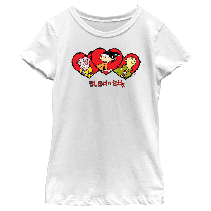 Girl's Ed, Edd n Eddy Valentine's Day Heart Portraits T-Shirt