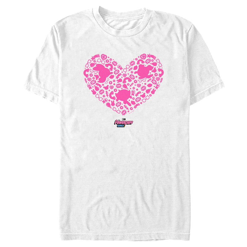 Men's The Powerpuff Girls Valentine's Day Heart Silhouettes T-Shirt